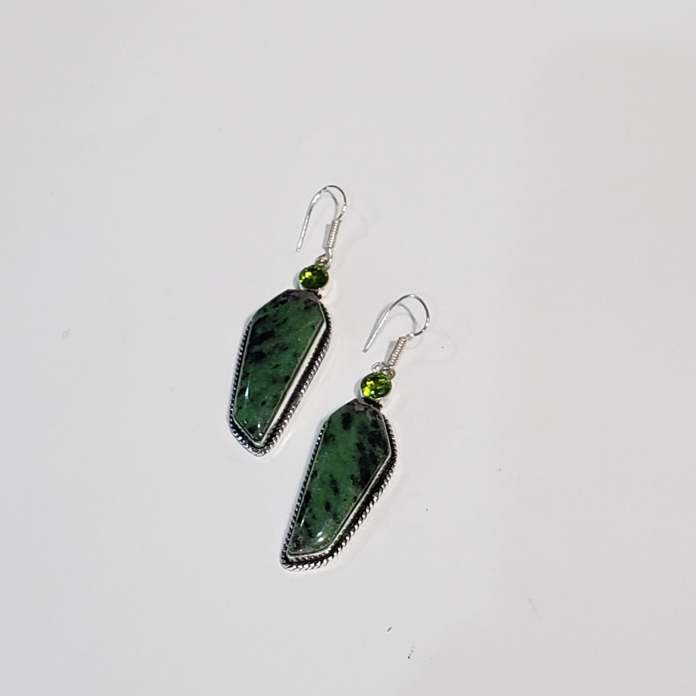 Ruby Zoisite Earrings, 925 Silver Ruby Zoisite Pe… - image 3